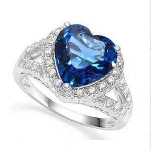 Blue Topaz Heart Ring, Size 7